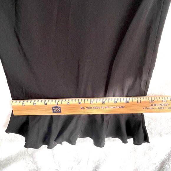 Bebe Pants Womens M Black Satin Wide Leg Cropped Ruffle Hem Boho Lagenlook - Picture 12 of 13